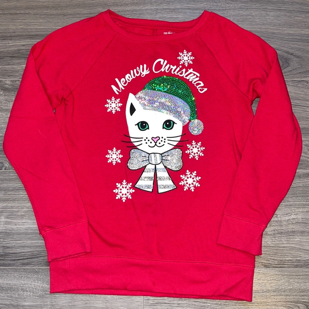 Red “Meowy Christmas” sweatshirt size 16